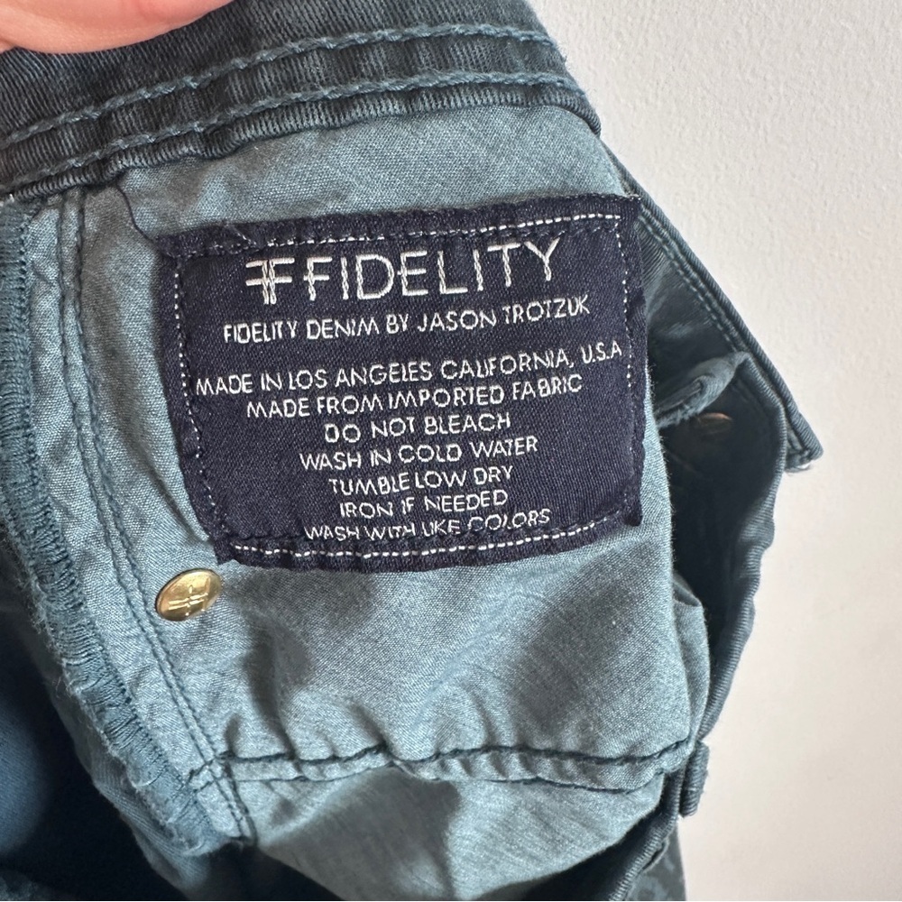 Fidelity Dark Blue Skinny Low Rise Scoop Plume Print Pants Size 25 - Picture 12 of 12